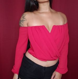 Windsor ruched open shoulder blouse